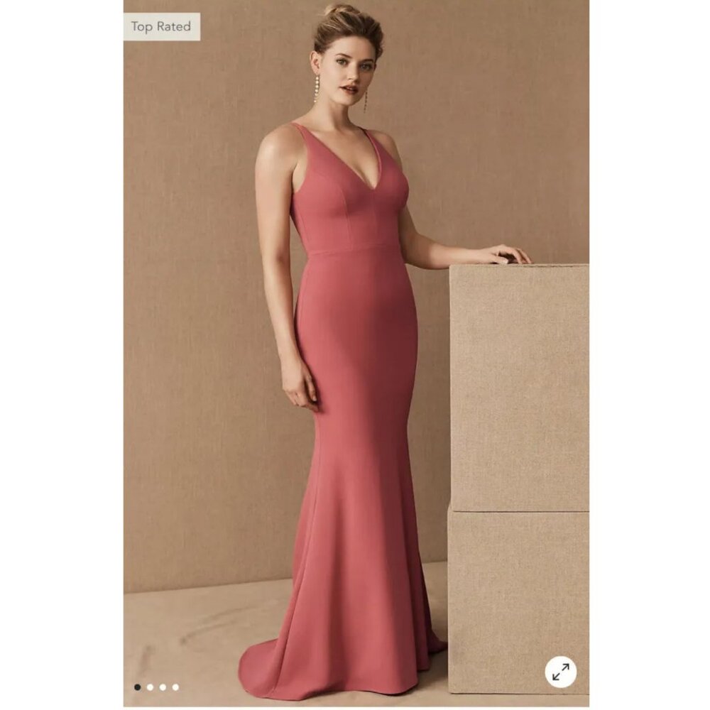 BHLDN Rose Pink V-Neck Maxi Dress Bridesmaid 14